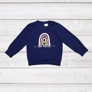 Kids' "Be Kind" Navy Blue Long Sleeve Sweatshirt 4T